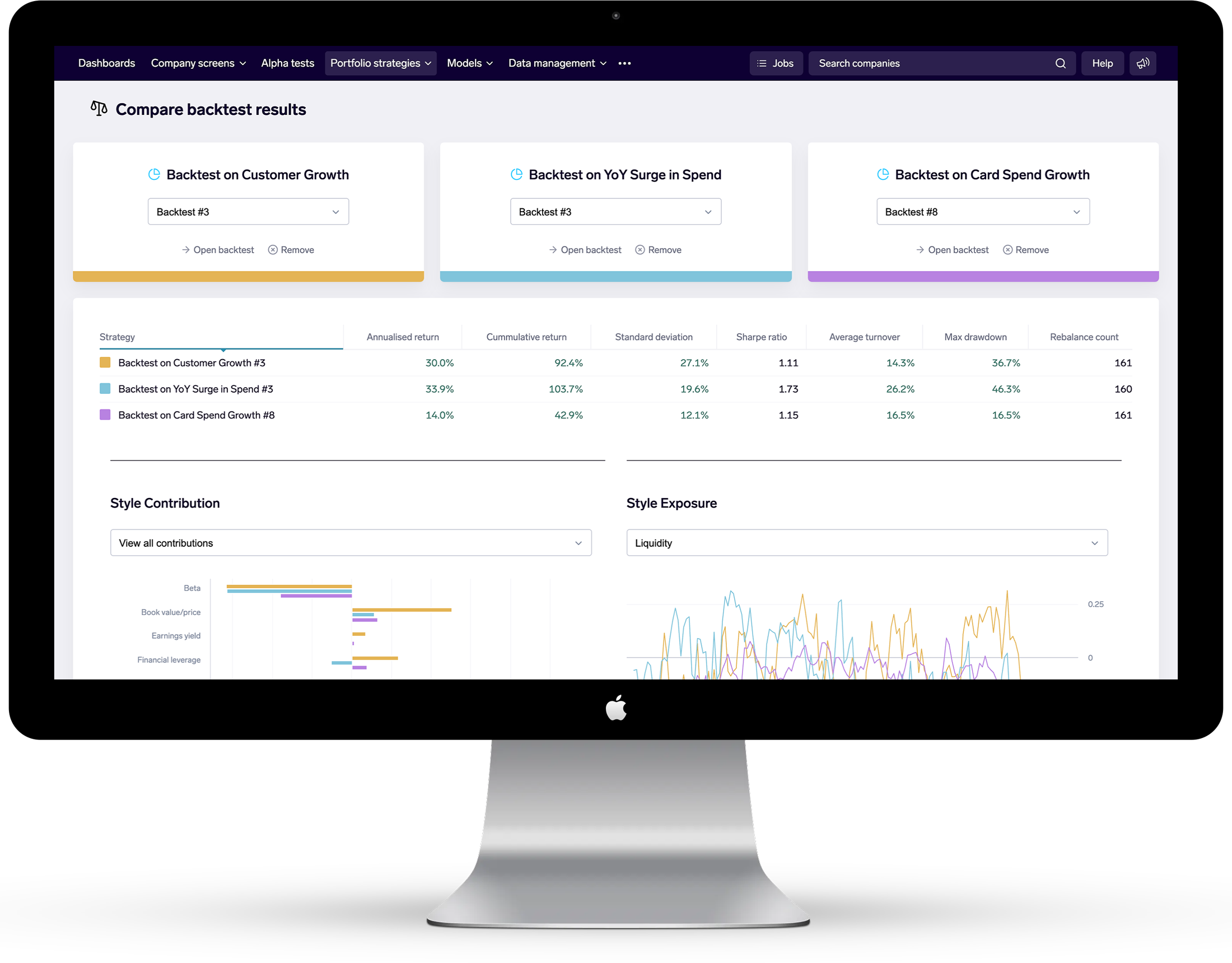 Exabel backtest interface